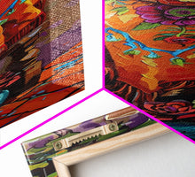 Carregar imagem no visualizador da galeria, Abstract Southwest Mexican Inspired Framed Oversized Vertical Art Print, Jalisco Style Canvas Painting Framed, Colorful Rustic Spanish Art