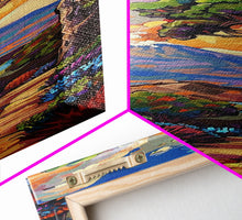 Cargar imagen en el visor de la galería, Colorful Textured Canvas Painting of Erupting Volcano Landscape, Tall and Narrow Vertical Art for Office, Mountain Wall Art Prints Framed