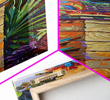 Load image into Gallery viewer, Aztec Inspired Canvas Painting Framed and Printed, Long Narrow Wall Art for Large Space, Beach House Wall Art, Tropical Wall Art Print