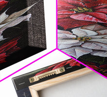 Cargar imagen en el visor de la galería, Colorful Botanical Poinsettia Canvas Art Printed and Framed, Vertical Tall and Narrow Floral Art Print, Modern Wall Art, Housewarming Gift