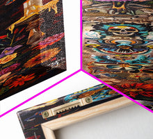 Load image into Gallery viewer, Dia De Los Muertos Sugar Skull Canvas Painting, Gothic Wall Art Print, Skinny Framed Canvas Art, Colorful Day of The Dead Poster Art