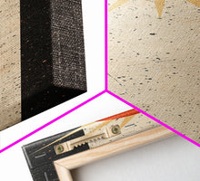 Carregar imagem no visualizador da galeria, Abstract Sunburst Design on Distressed Background - Framed Canvas Print, Midcentury Modern Art, Skinny Art, Tall Art, Living Room Wall Decor