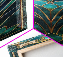 Carregar imagem no visualizador da galeria, Art Deco Stained Glass Print, Framed Canvas, Wood Frame Wall Art, Retro Style Decor, Roaring 20s Inspired Wall Art