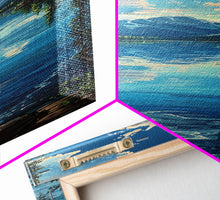 Carregar imagem no visualizador da galeria, Framed Canvas Print Skinny Art of a Clear Lake Surrounded by Pine Trees with Majestic Mountains in the Distance Under a Blue Sky, Ideal Tall Landscape Art