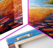 Cargar imagen en el visor de la galería, Colorful Wildflowers in a Field with a Lone Tree Under a Bright Blue Sky on a Framed Canvas Print Tall Art Piece