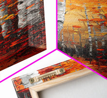 Carregar imagem no visualizador da galeria, Fall Birch Tree Forest, Framed Canvas Print, Skinny / Tall Wall Art, Living Room Decor, Landscape Painting, Nature Decor