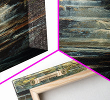 Load image into Gallery viewer, Beautiful Stream Cascading Waterfalls In The Forest at Golden Hour, Framed Canvas Print, Boho Style Landscape Painting Print