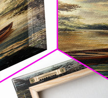 Load image into Gallery viewer, Antique Canoe Framed Canvas Print, lake House Decor, Lake Life Wall Art, Tall Wall Art For Small Spaces