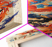 Load image into Gallery viewer, Majestic Red Dragon Soars Skinny Art Tall Art Japanese Ukiyo-e Inspired Mythical Creature Framed Canvas Print