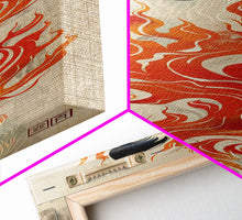 Carregar imagem no visualizador da galeria, Fiery Kitsune Spirit Skinny Art Tall Art Japanese Ukiyo-e Inspired Mythical Creature Framed Canvas Print