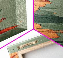 Cargar imagen en el visor de la galería, Bright Hibiscus Flowers Ukiyo-e Inspired Art, Framed Canvas Print Ideal for Tall Skinny Spaces, Japanese Floral Design