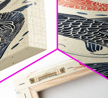 Load image into Gallery viewer, Elegant Koi Fish in Minimalist Japanese Art Style, Tall and Skinny Framed Canvas Print for Ukiyo-e Art Lovers