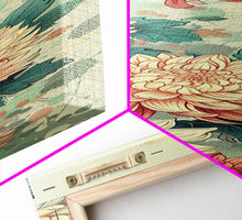 Cargar imagen en el visor de la galería, Chrysanthemums in Traditional Japanese Art, Ukiyo-e Style Framed Canvas Print Perfect for Tall and Skinny Spaces