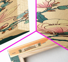 Load image into Gallery viewer, Delicate Magnolia Blossoms in Ukiyo-e Style, Tall Skinny Framed Canvas Print, Japanese Art for Vertical Spaces