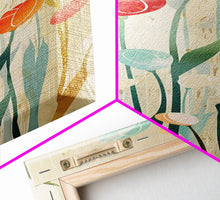 Carregar imagem no visualizador da galeria, Abstract Tulips, Pastel Colors, Japanese Art, Skinny Art, Tall Art, Framed Canvas Print, Ukiyo-e Style