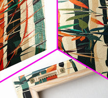 Cargar imagen en el visor de la galería, Colorful Bamboo Forest Skinny Art Ukiyo-e Tall Framed Canvas Print in Bright Autumn Hues