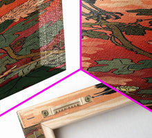 Load image into Gallery viewer, Black Bird On Flowering Branch With Orange Background Tall Art Skinny Art Framed Canvas Print Japanese Style Art Ukiyo-e Wood Block Print