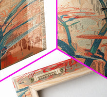 Load image into Gallery viewer, Bird Perched On Bright Red Lily Flower Skinny Art Tall Art Framed Canvas Print Japanese Style Art Ukiyo-e Art Wood Block Print Floral Detailed