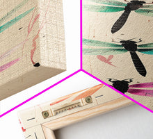 Load image into Gallery viewer, Dragonflies In Flight With Delicate Details Japanese Style Framed Canvas Print, Wall Art Ready To Hang For Nature Lovers