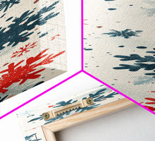 Cargar imagen en el visor de la galería, Festive Snowflakes In Red, Blue, And White On A Cream Background, Skinny Art Tall Wall Art Framed Canvas Print Japanese Style Art