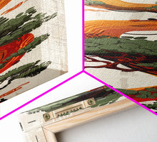 Carregar imagem no visualizador da galeria, Curved Tree With Green Foliage Ukiyo-e Art Japanese Style Framed Canvas Print Wood Block Print Skinny Art Tall Art