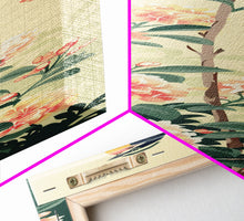 Load image into Gallery viewer, Bird Perched On Floral Branch With Butterfly Ukiyo-e Art Framed Canvas Print Japanese Style Tall Art Wood Block Print Skinny Art