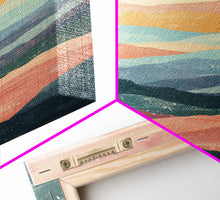Carregar imagem no visualizador da galeria, Abstract Sunset Over Rolling Hills, Japanese Art-Inspired Tall Framed Canvas Print for Wall Art