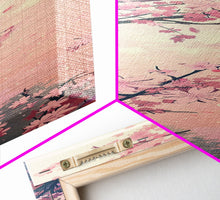 Load image into Gallery viewer, Beautiful Cherry Blossoms Blooming On Tree Branch Against Soft Pastel Background Captured Tall Framed Canvas Print Floral Home Decor