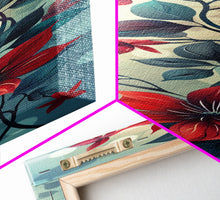 Carregar imagem no visualizador da galeria, Canvas Print Vibrant Red Clematis Flowers Against Dreamy Background, Perfect For Botanical Wall Art