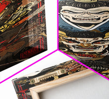 Cargar imagen en el visor de la galería, Fierce Samurai Warriors With Oni Mask Tall Art Ukiyo-e Art Wood Block Print Framed Canvas Print