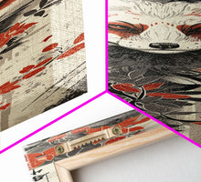 Carregar imagem no visualizador da galeria, Fox Head Amidst Red Flowers On Textured Background Skinny Art Wood Block Print Framed Canvas Print