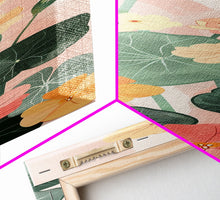 Load image into Gallery viewer, Bright And Colorful Nasturtium Flowers Ukiyo-e Style Tall Skinny Wood Block Japanese Art Framed Canvas Print