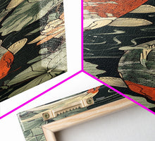 Load image into Gallery viewer, Koi Fish Swimming Gracefully Among Lotus Flowers – Framed Canvas Print Highlighting Skinny Art And Tall Art In Ukiyo-E Art And Japanese Style Art