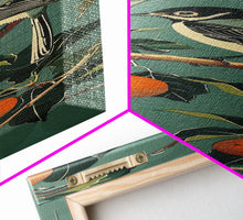 Load image into Gallery viewer, Elegant Bird Among Persimmons On A Green Canvas, Skinny Wall Art With Framed Canvas Print In Japanese Style Art For Feng Shui Decor