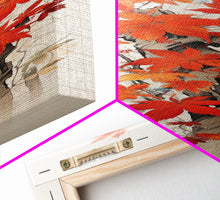 Cargar imagen en el visor de la galería, Brilliant Red Leaves On A Twisted Tree, Framed Canvas Print In Skinny Tall Style, Ideal For Feng Shui Wall Art In Japanese Style Art