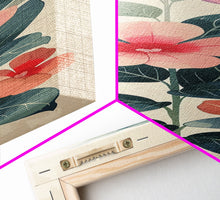 Cargar imagen en el visor de la galería, Floral Bouquet With Pink And Red Flowers - Skinny Art Tall Art Framed Canvas Print Japanese Style Art Ukiyo-e Art