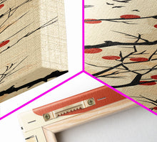 Load image into Gallery viewer, Blackbird Perched On A Branch Under The Red Sun In Japanese Style Ukiyo-e Art Framed Canvas Print Skinny Art Tall Art