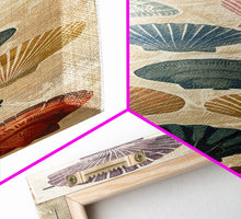 Cargar imagen en el visor de la galería, Colorful Shells On Textured Background Skinny Art Wood Block Print Japanese Style Art Framed Canvas Print Tall Art Ukiyo-e Art