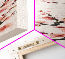Cargar imagen en el visor de la galería, Cherry Blossom Branches On Canvas In Japanese Ukiyo-e Style, Traditional Woodblock Print, Framed Canvas Print, Tall Skinny Japanese Wall Art, Ready To Hang