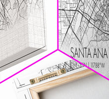 Load image into Gallery viewer, Panoramic Santa Ana City Map, California Art, Map Print, Minimalist Wall Art, Canvas Art, Housewarming Gift, Street Map Art, Closing Gift