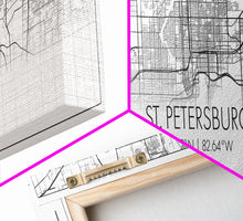 Cargar imagen en el visor de la galería, Panoramic St Petersburg City Map, Florida Art, Map Print, Minimalist Wall Art, Canvas Art, Housewarming Gift, Street Map Art, Closing Gift