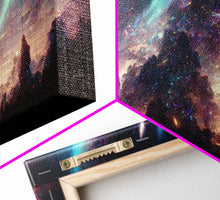 Carregar imagem no visualizador da galeria, Aurora Borealis Landscape Canvas Print, Mountains of Norway, cool wall art, unique wall art, mountain landscape wall art, space and stars