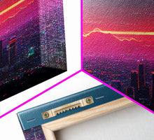 Load image into Gallery viewer, Los Angeles Wall Art, California at sunset canvas print, outrun style, vapor wave, synth wave sunset, ready to hang wall art