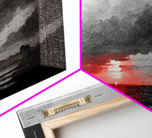 Load image into Gallery viewer, Creepy Blood moon canvas print, dark fantasy art, black and white art, Halloween, spooky art, horror landscape art