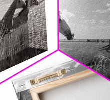 Carregar imagem no visualizador da galeria, Fine Art Framed Canvas Print, Metal Art, Black & White Photo of Wild Mustangs, Horse Art, American Horses Landscape / Nature / Wildlife Art