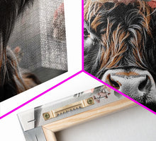 Carregar imagem no visualizador da galeria, Framed Wall Art Texas Cattle, Wood Framed Canvas Print, Farmhouse Decor, Minimalist Rustic Farmhouse Painting, Vacation Home Decor, Western