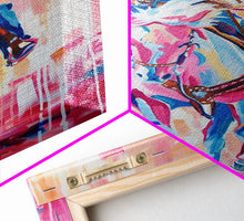 Load image into Gallery viewer, Cowboy Riding in Pink - Colorful Western Art, Framed Canvas Print, Living Room Decor, Cowboy Painting, Vibrant Wall Art