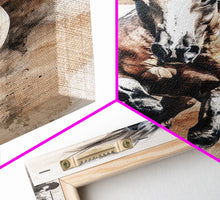 Cargar imagen en el visor de la galería, Charging Horse with Dust - Framed Canvas Print, Intense Living Room Art, Bold Bedroom Decor, Equestrian Art, Wall Art