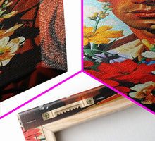 Load image into Gallery viewer, Cowboy with Bouquet of Flowers - Framed Canvas Print, Western Living Room Art, Rustic Bedroom Decor, Americana Art, Wall Art