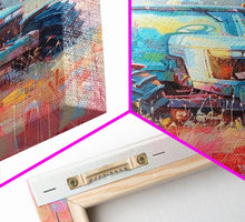 Cargar imagen en el visor de la galería, Farm Tractor in Vibrant Meadow - Framed Canvas Print, Countryside Living Room Art, Pastel Bedroom Decor, Rural Art, Wall Art